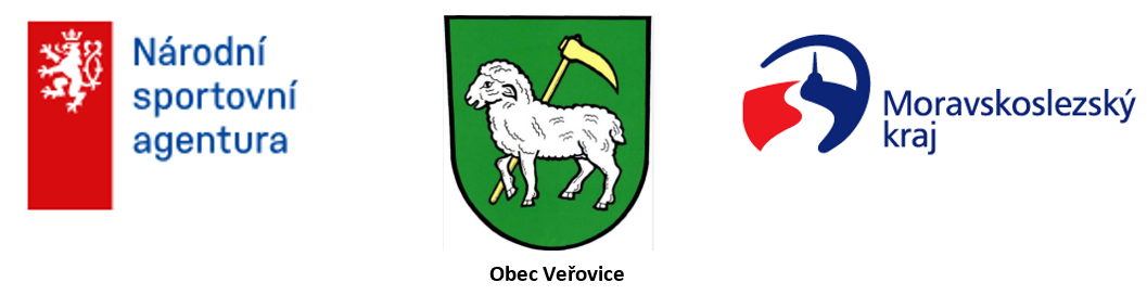 Logo s erbem, zeleným štítem s beranem a textem Obec Veřovice a Moravskoslezský kraj.